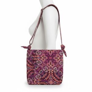 Vera Bradley Kiev Paisley Crossbody Shoulder Bag Quilted Purple Floral Zip